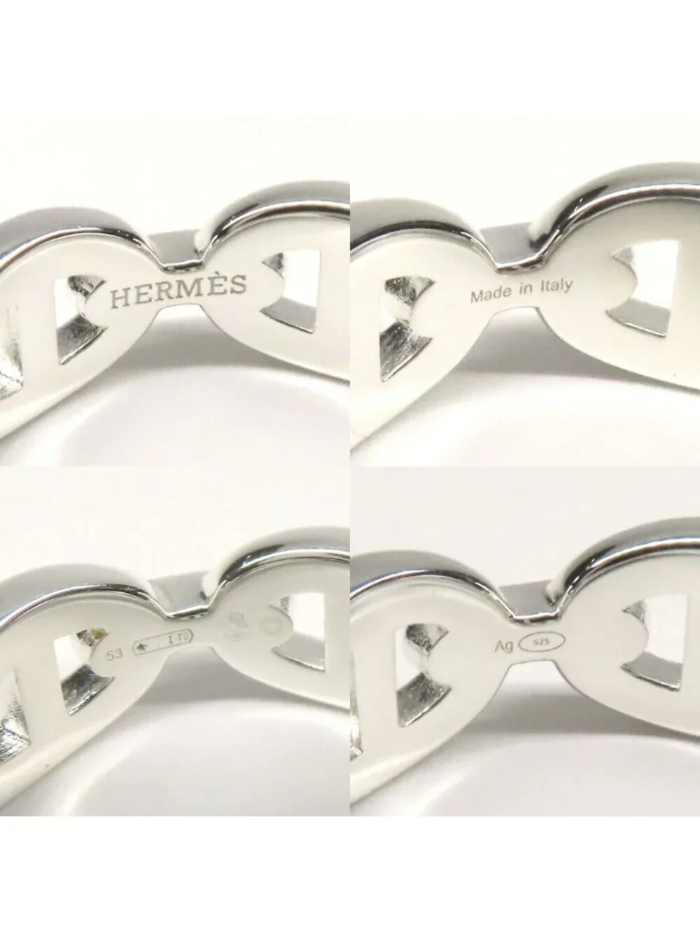 Hermes Ring Chaine D'ancre Enchainee PM 53 Silver